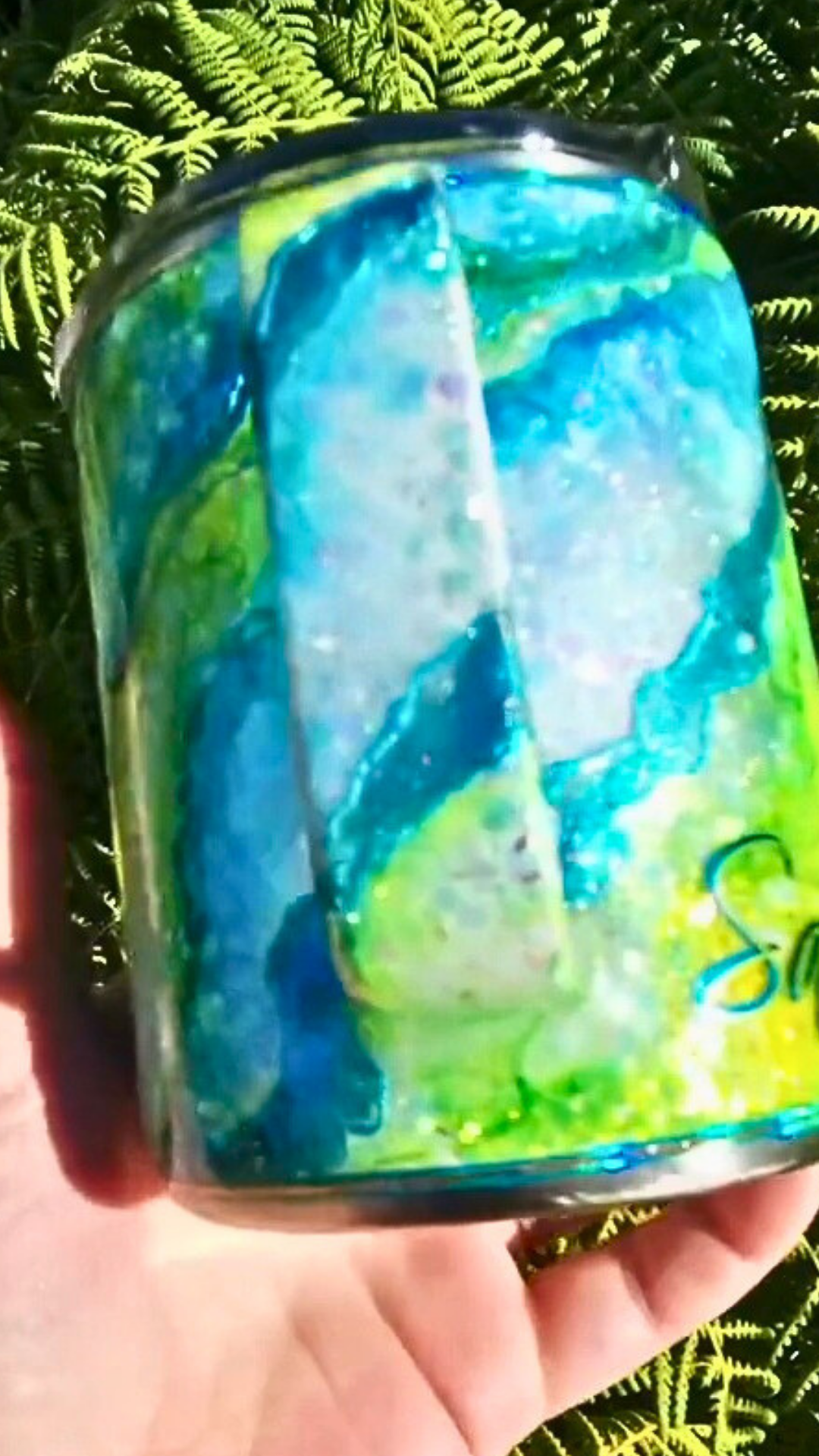 Twisted Ink Watercolor on Glitter