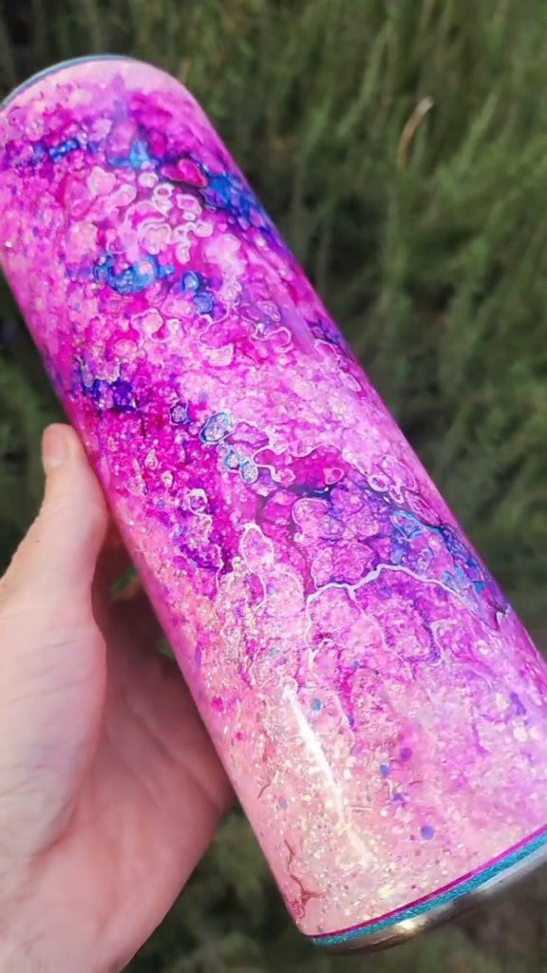 Twisted Ink Watercolor on Glitter