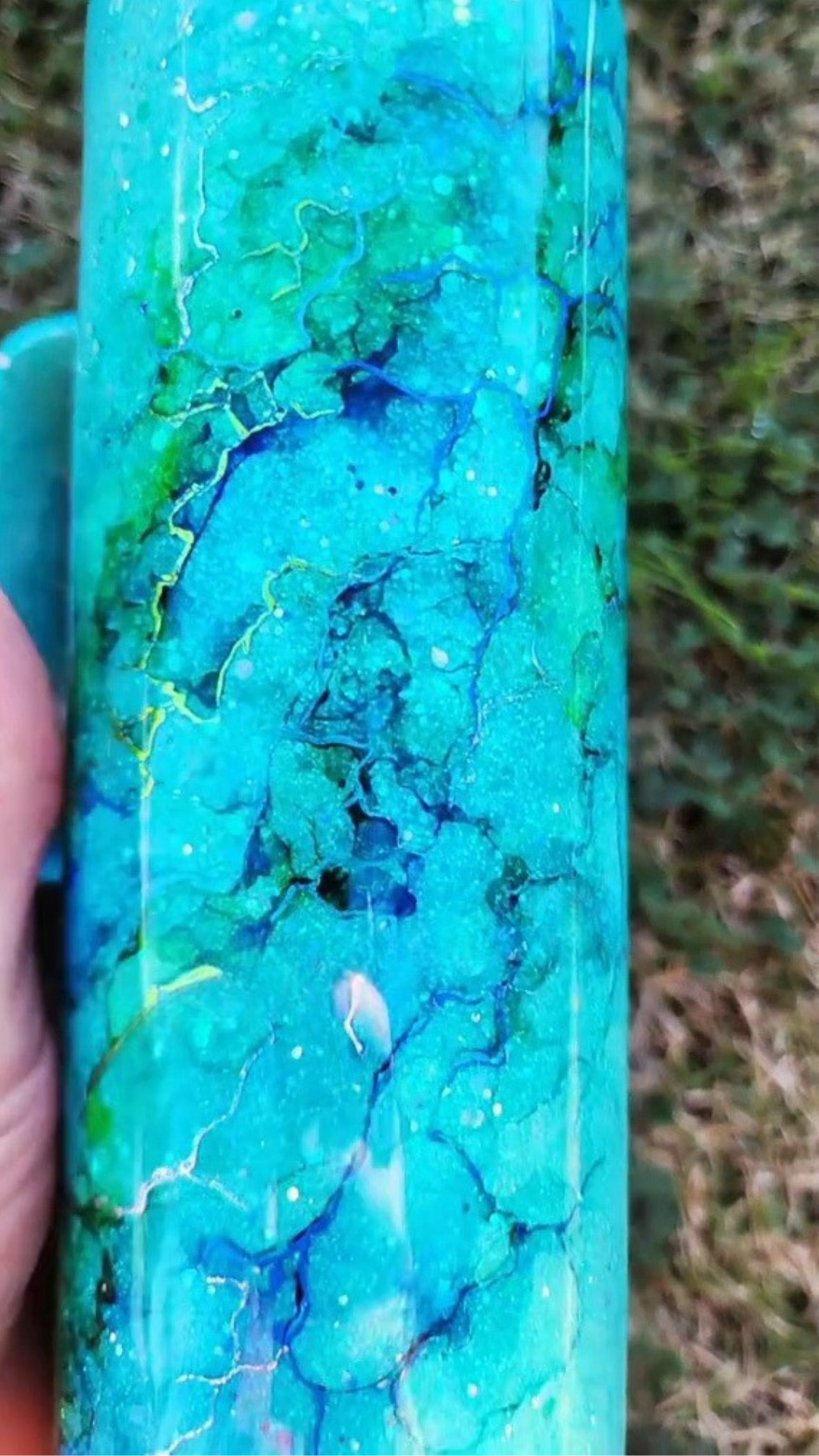 Twisted Ink Watercolor on Glitter