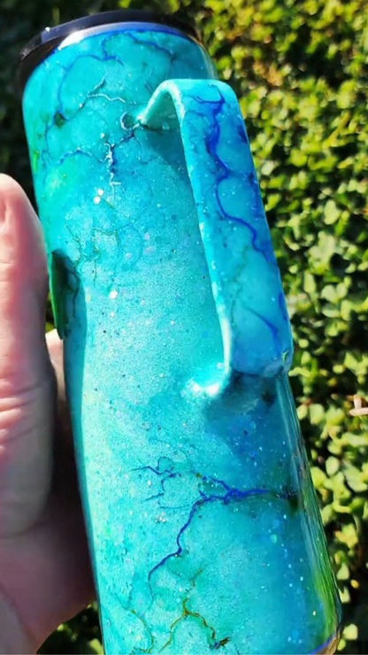 Twisted Ink Watercolor on Glitter