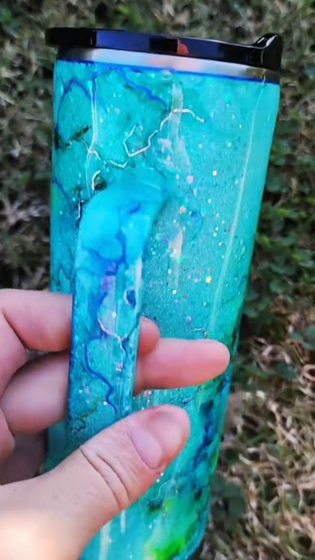 Twisted Ink Watercolor on Glitter