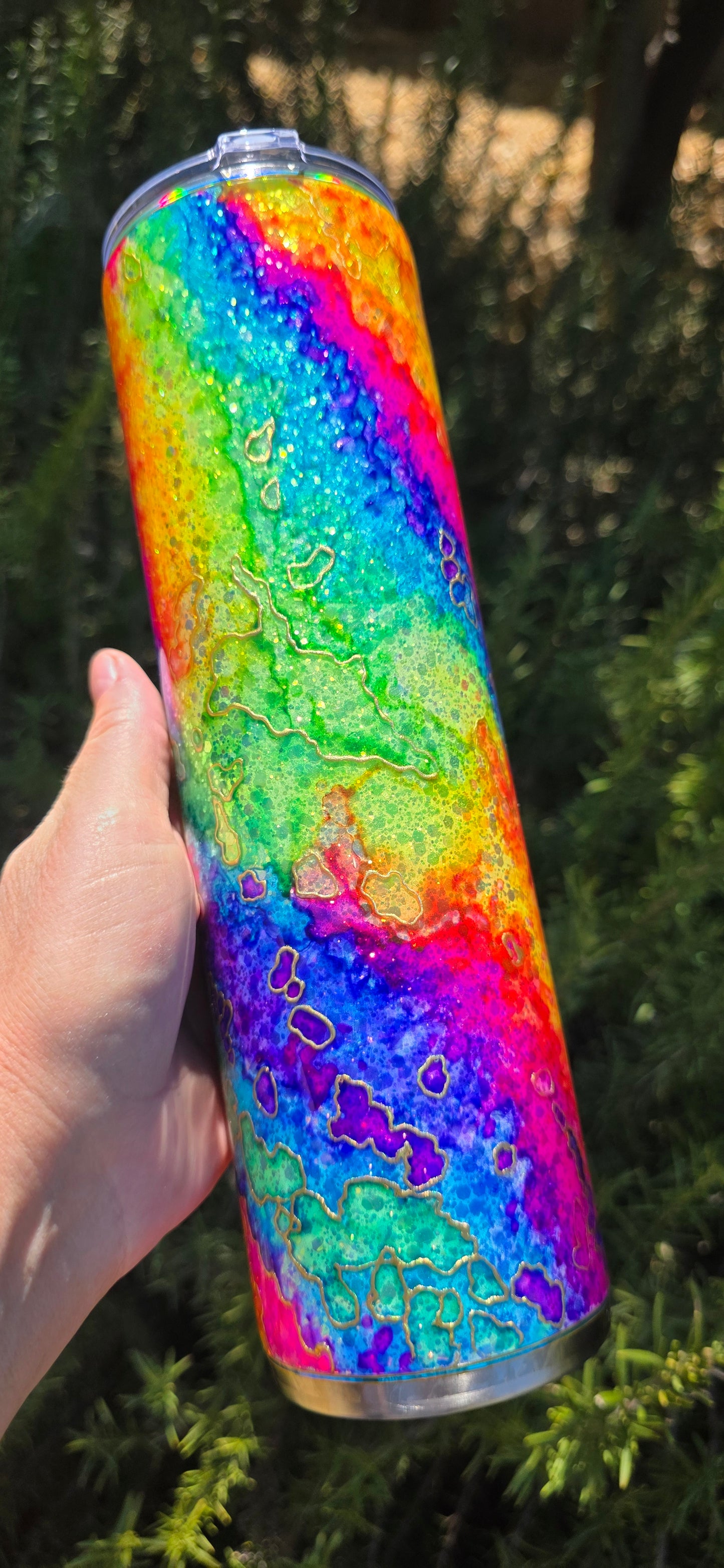 Twisted Ink Neon Rainbow Watercolor 32oz - Quick-Ship Tumbler (RTS)
