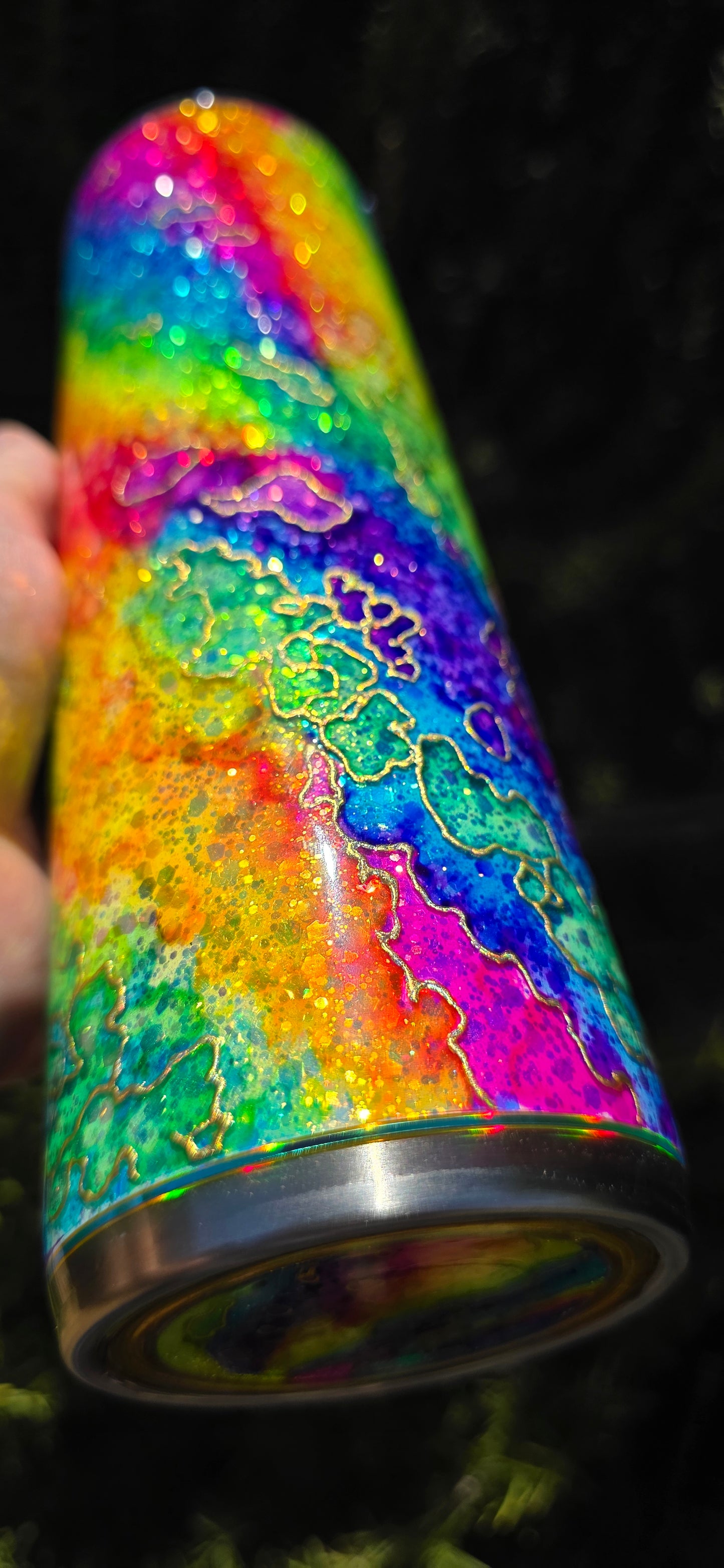 Twisted Ink Neon Rainbow Watercolor 32oz - Quick-Ship Tumbler (RTS)