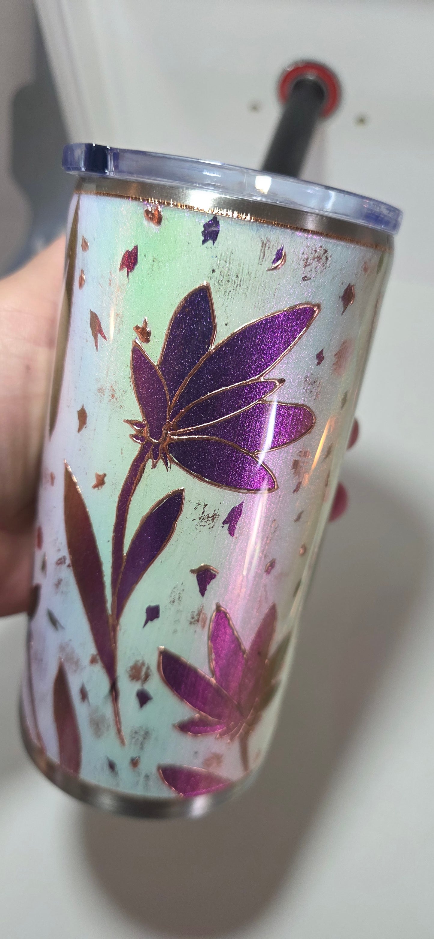 Twisted Signatures Opal Abstract Floral 16oz - Quick-Ship Tumbler (RTS)