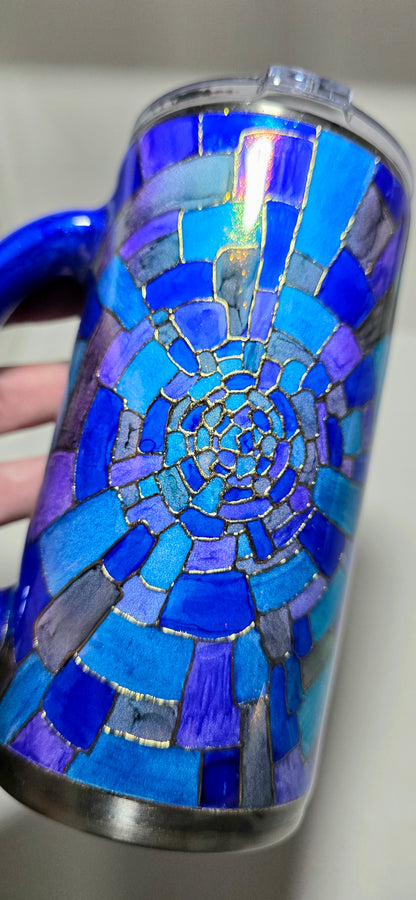 Twisted Stained Glass Blue Mosaic 16oz - Quick-Ship Tumbler (RTS)